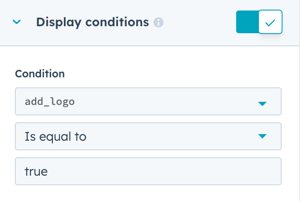display condition section in the hubspot design manager