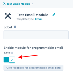 programmable email module toggle